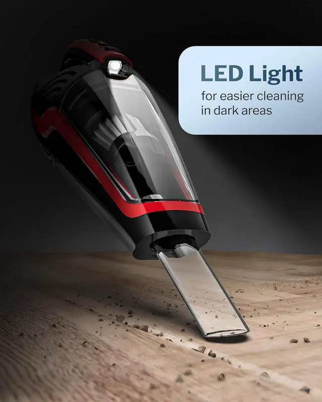 Alt view image 7 of 7 - Pet Hair Handheld Vacuum, Car Vacuum Portable Cordless Rechargeable with Reusable Filter and Motorized Brush for Carpet, Couch & Stairs, Red, 17.4"X 4.6"X 6.6"