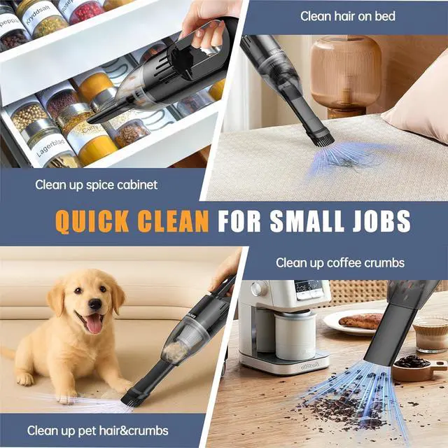 Alt view image 5 of 7 - Mini Portable Car Vacuum Cordless,Small Handheld Vacuum for Quick Cleaning,Hand Held Vacuuming,Dust Buster Cordless Rechargeable for Home Office and Car Travel Cleaning