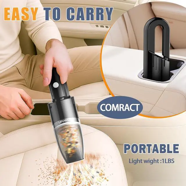 Alt view image 2 of 7 - Mini Portable Car Vacuum Cordless,Small Handheld Vacuum for Quick Cleaning,Hand Held Vacuuming,Dust Buster Cordless Rechargeable for Home Office and Car Travel Cleaning
