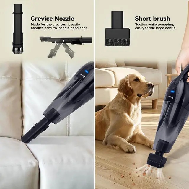 Alt view image 4 of 7 - Portable Handheld Vacuum Cordless  10,000Pa Suction Power, Lightweight 1.8 lbs, Washable HEPA Filter, LED Light, Quiet, 800ml Dustbin, Perfect for Home