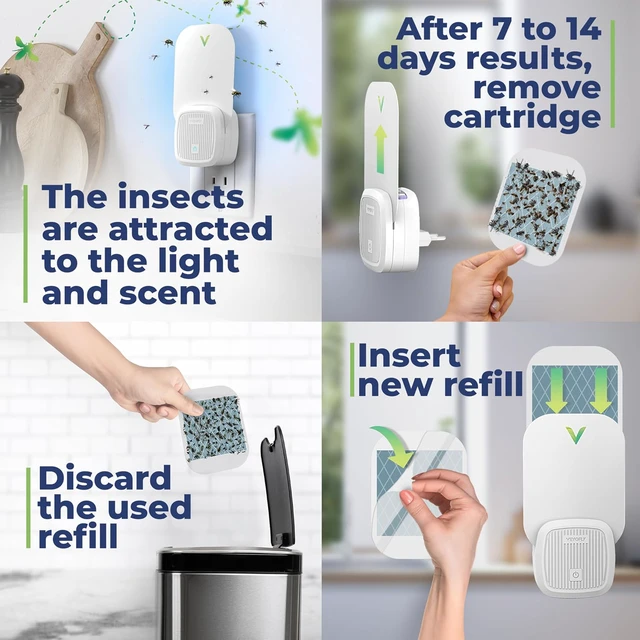 Alt view image 3 of 7 - Fruit Fly Traps Indoor Plug-in UV, Gnat Trap, 4 Device + 6 Refills