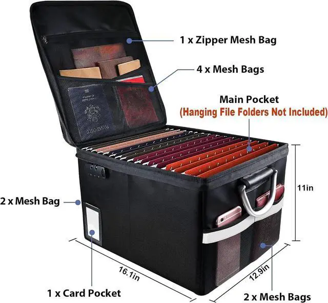 Alt view image 3 of 6 - Fireproof Document File Organizer Box, Fireproof Safe Box with Lock, Portable Office Storage Cabinet for Hanging Letter/Legal Folder 16.1 x 12.9 x 11in