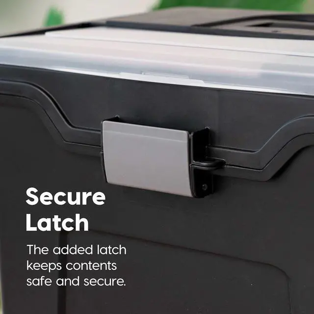 Alt view image 4 of 7 - IRIS USA File Box with Lid File Organizer for Letter File w/ Organizer-Lid, Plastic Mobile Filing Organizer, Water Resistant Document Box, Portable File Box with Handle, Secure Buckle, Lockable, Black