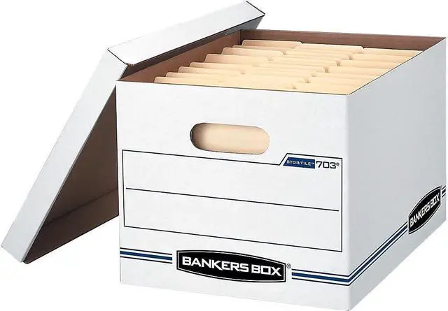 Alt view image 2 of 7 - Bankers Box 12 Pack STOR/FILE Basic Duty File Storage Boxes, Standard Assembly, Lift-off Lid, Letter/Legal, White/Blue