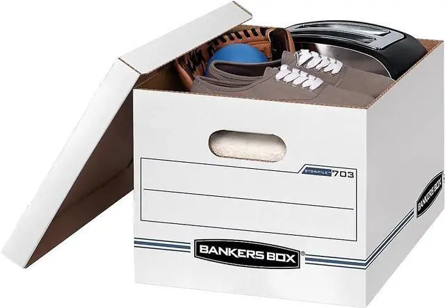 Alt view image 4 of 7 - Bankers Box 12 Pack STOR/FILE Basic Duty File Storage Boxes, Standard Assembly, Lift-off Lid, Letter/Legal, White/Blue
