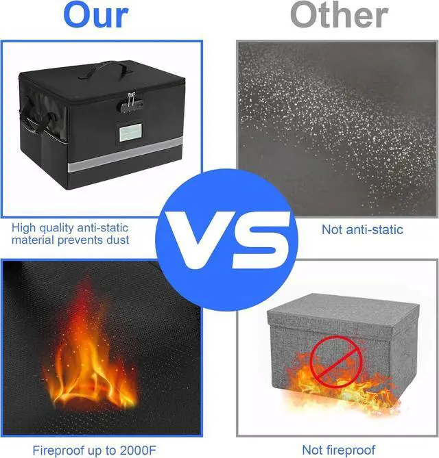 Alt view image 7 of 7 - File Organizer, Fireproof File Box with Lids, Important Document Organizer Box with Lock, Portable File Folder Organizer with Handle