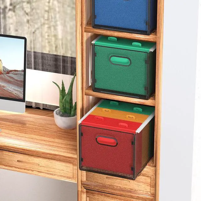 Alt view image 2 of 5 - Samstar 2 Pack Hanging File Organizer, Mesh File Folder Box Filing Box File Cabinet Organizer Storage Boxes, Letter Size