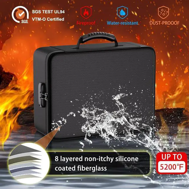 Alt view image 4 of 7 - ENGPOW File Organizer Bag with 13 Pocket Accordion File Folder, Fireproof Document Organizer with Lock& Labels,Multi-Layer Portable Home Travel Safe Storage Box for Important Documents,Files and More