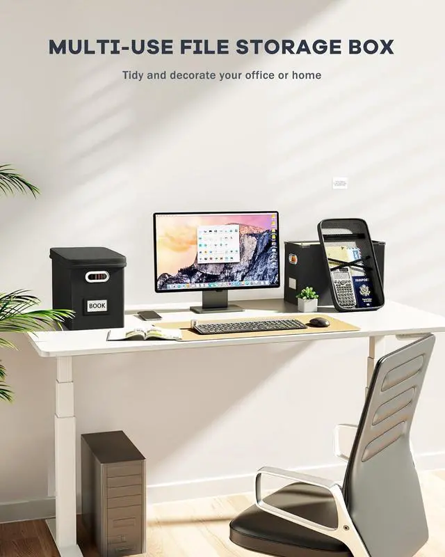 Alt view image 6 of 7 - Oterri File Organizer Box with Lid, Hanging Filing File Box with Mesh Pocket, Document Organizer Box for Letter Files, Portable Storage Box with Smooth Sliding Rail for Office&Home (1 PCS, Black)