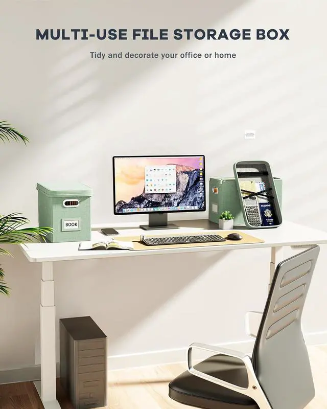 Alt view image 6 of 7 - Oterri File Organizer Box with Lid, Hanging Filing File Box with Mesh Pocket, Document Organizer Box for Letter Files, Portable Storage Box(1 PCS, Green)