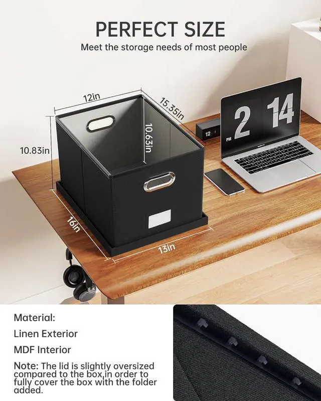 Alt view image 3 of 7 - Oterri File Organizer, File Box, File Cabinet for Letter File Folder Storage, Hanging File Organizer for Office/Decor/Home,Document Organizer, 1 Pack,Black-Box Only