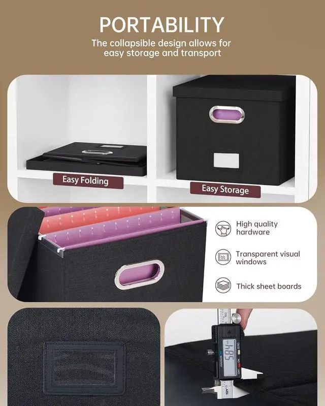 Alt view image 2 of 7 - Oterri File Organizer, File Box, File Cabinet for Letter File Folder Storage, Hanging File Organizer for Office/Decor/Home,Document Organizer, 1 Pack,Black-Box Only