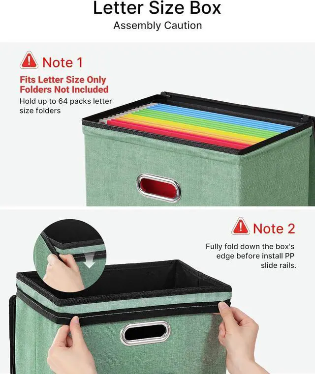 Alt view image 5 of 7 - Oterri 1 Pack File Organizer Boxes with Lids, File Box with Mesh Pockets, Document Organizer Box for File Folders Letter Size, Zippers Filing Box for Home, Office, School (Green, Without Folders)