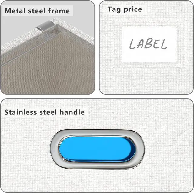 Alt view image 2 of 6 - Hanging File Box with Lid, Set of 2 Filing Organizer Storage Box, Linen Collapsible Decorative Office/Home File Cabinet (14x9.3x10.9 inch) (White)