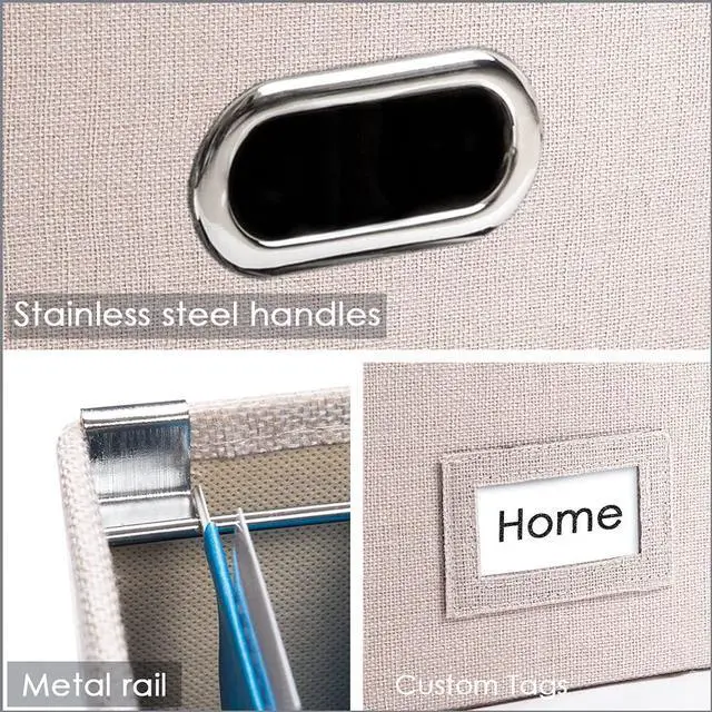 Alt view image 6 of 7 - PRANDOM File Organizer Box - Set of 4 Collapsible Decorative Linen Filing Storage Hanging File Folders with Lids Office Cabinet Letter Size Light Grey (14x9.3x10.8 inch)