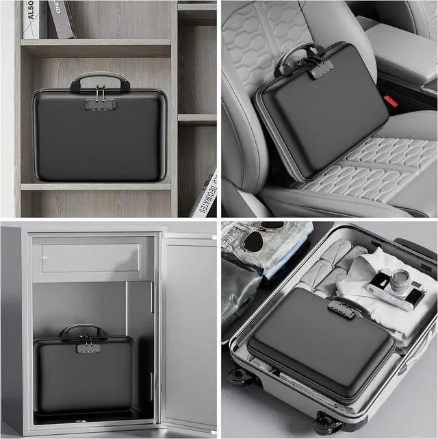 Alt view image 5 of 7 - DocSafe Fireproof File Organizer with Lock, Hard-Shell Case Fireproof Document Box with 13 Pocket Accordion File Folder, Portable Home Office Travel Safe Storage for Important Documents Laptop Black