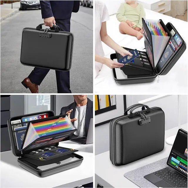 Alt view image 6 of 7 - DocSafe Fireproof File Organizer with Lock, Hard-Shell Case Fireproof Document Box with 13 Pocket Accordion File Folder, Portable Home Office Travel Safe Storage for Important Documents Laptop Black