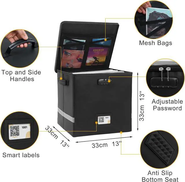 Alt view image 3 of 7 - Medium Next of Kin Box Organizer with Smart Labels, Fireproof Foldable File Organizer with Combination Lock, 10 Hanging Files and 20 Category Labels for Label Documents,(M:13 * 13 * 13in)