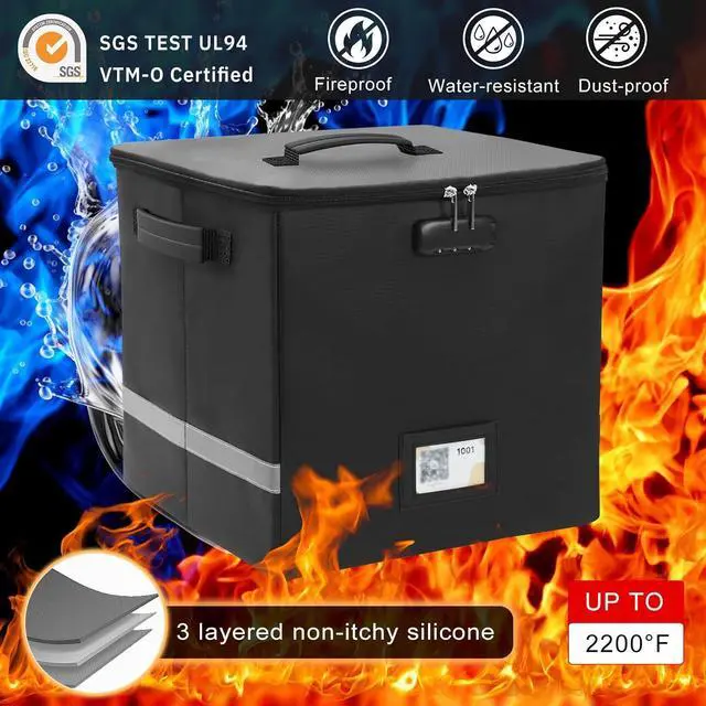 Alt view image 2 of 7 - Medium Next of Kin Box Organizer with Smart Labels, Fireproof Foldable File Organizer with Combination Lock, 10 Hanging Files and 20 Category Labels for Label Documents,(M:13 * 13 * 13in)