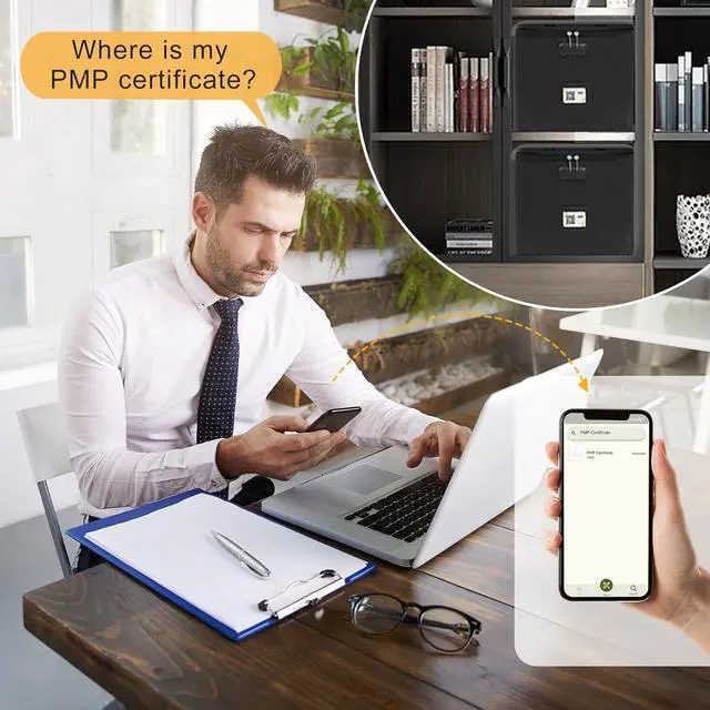 Alt view image 4 of 7 - Medium Next of Kin Box Organizer with Smart Labels, Fireproof Foldable File Organizer with Combination Lock, 10 Hanging Files and 20 Category Labels for Label Documents,(M:13 * 13 * 13in)