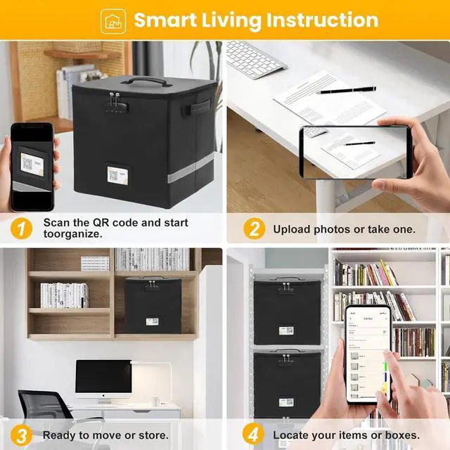 Alt view image 7 of 7 - Medium Next of Kin Box Organizer with Smart Labels, Fireproof Foldable File Organizer with Combination Lock, 10 Hanging Files and 20 Category Labels for Label Documents,(M:13 * 13 * 13in)