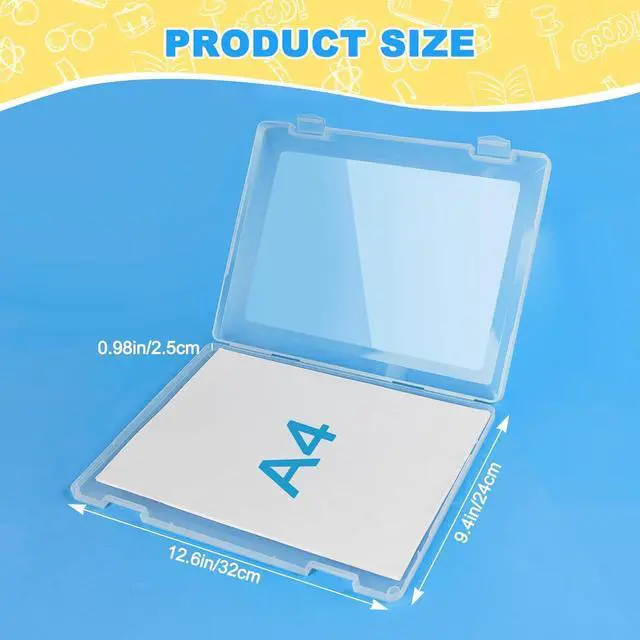 Alt view image 2 of 7 - 1 Pack A4 File Box Paper Organizers Holder, Transparent Document Paper Project Case, Plastic Paper Storage Container Box File Protector for Magazine, Scrapbook, Office School Supplies