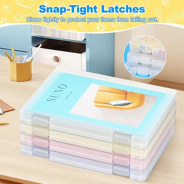 Alt view image 3 of 7 - 1 Pack A4 File Box Paper Organizers Holder, Transparent Document Paper Project Case, Plastic Paper Storage Container Box File Protector for Magazine, Scrapbook, Office School Supplies