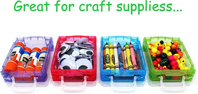 Alt view image 4 of 6 - Storage Box, School Supplies Super StackerCrayon Box, Clear Storage Organizer - Stackable Boxes - 1.6 inch x 3.5 inch x 4.8 inch - Assorted Colors (May Vary) - 6 Pack