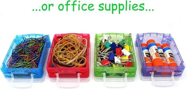 Alt view image 5 of 6 - Storage Box, School Supplies Super StackerCrayon Box, Clear Storage Organizer - Stackable Boxes - 1.6 inch x 3.5 inch x 4.8 inch - Assorted Colors (May Vary) - 6 Pack