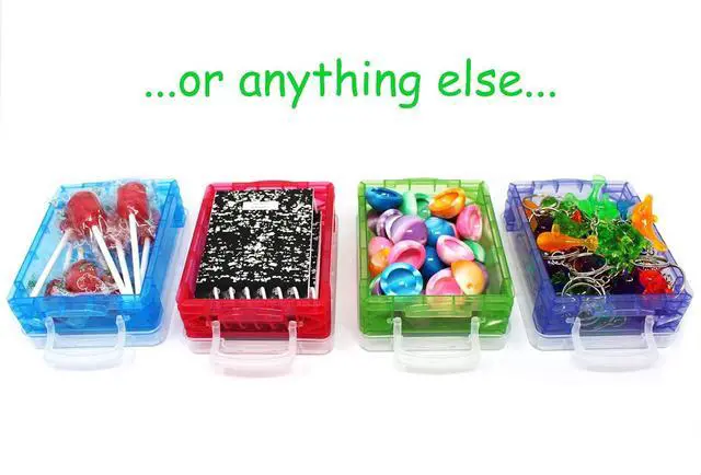 Alt view image 6 of 6 - Storage Box, School Supplies Super StackerCrayon Box, Clear Storage Organizer - Stackable Boxes - 1.6 inch x 3.5 inch x 4.8 inch - Assorted Colors (May Vary) - 6 Pack