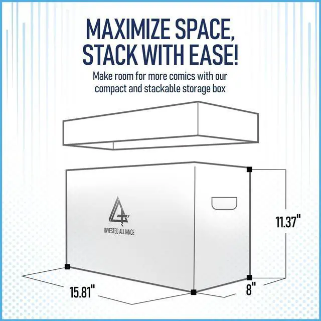 Alt view image 7 of 7 - Premium Short Comic Book Storage Box (5 Pack - White). Thick Cardboard Comic Book Box/Cabinet. Comics Books Bin for 150-175 Collectibles. Comics Boxes Storage Case/Cabinet to Showcase Collectibles.