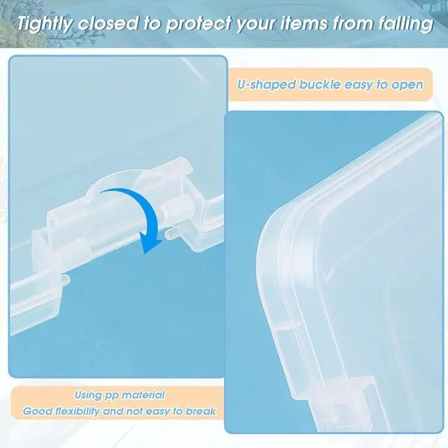 Alt view image 3 of 7 - Gueevin 8 Pcs Clear A4 File Portable Paper Project Case, Storage Container, Plastic Flat Box Buckle, Document Letter Storage Box with Handle, 12.2 x 9.06 x 0.79 in for Board Game Magazine Scrapbook