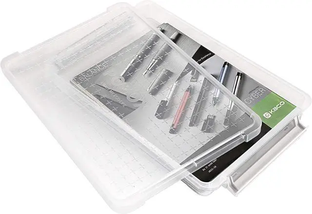 Alt view image 7 of 7 - BTSKY 3 Pack A4 Plus Clear Plastic Stackable Storage Box Desk Paper with Buckle, Office Supplies Accessories File Protector Case Organizer, Portable Project Case Document Holders with 3 Lids