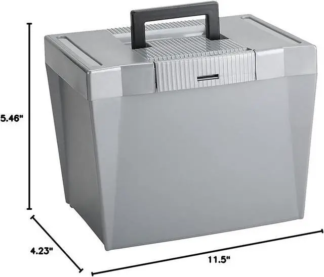 Alt view image 3 of 3 - Pendaflex 20862 Portable Letter Size Hanging File Box, 13-7/8w x 10-3/4d x 10-1/4, Steel Gray