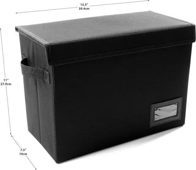 Alt view image 6 of 7 - Comic Book Storage Box With Divider Built In (Removable)- Black Comic Book Box, Water Resistant, Holds 150 Comic Books, Full-length Velcro Flip-Top Enclosure, Comic Book Storage Box label pocket