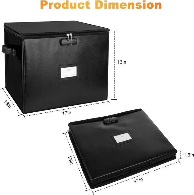 Alt view image 7 of 7 - Fireproof Vinyl Record Storage Box with Lock, Vinyl Album Storage Holds up 100+ Single Record,LP Storage Organizer for Albums, CDs, Books, Magzine, Files, Protect your Precious Collection (2)