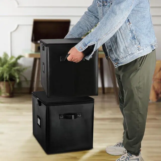 Alt view image 5 of 7 - Fireproof Vinyl Record Storage Box with Lock, Vinyl Album Storage Holds up 100+ Single Record,LP Storage Organizer for Albums, CDs, Books, Magzine, Files, Protect your Precious Collection (2)