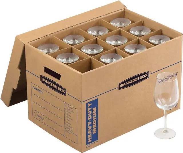 Alt view image 3 of 7 - Bankers Box Kitchen Kit Moving Box 1 Pack, Dividers and Cushions, Reinforced Handles, Tape-Free Assembly, Box with Lid, 15-in x 12-in x 10-in (7710701)