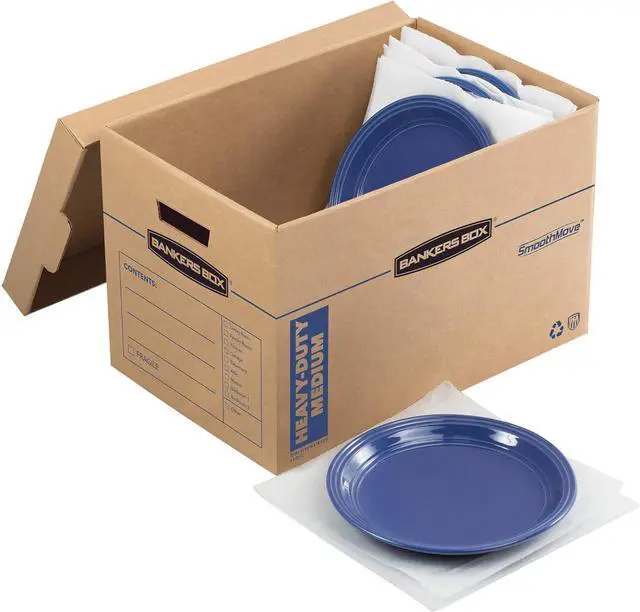Alt view image 4 of 7 - Bankers Box Kitchen Kit Moving Box 1 Pack, Dividers and Cushions, Reinforced Handles, Tape-Free Assembly, Box with Lid, 15-in x 12-in x 10-in (7710701)