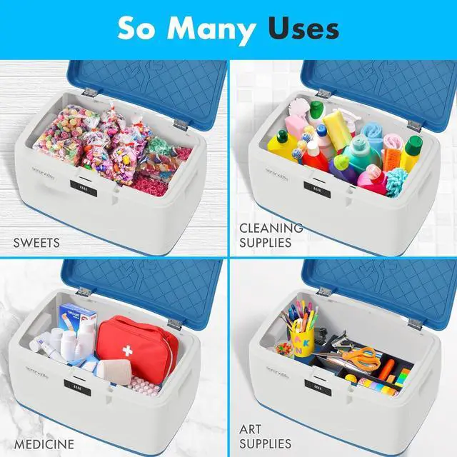 Alt view image 6 of 6 - SereneLife Locking Storage Container Bin - 5 Gallon Large Capacity - Stackable Storage Tote Deck Tough Box - Durable Plastic Household Organizer Bins with Lid, Combination Lock Security - SLSBIN10