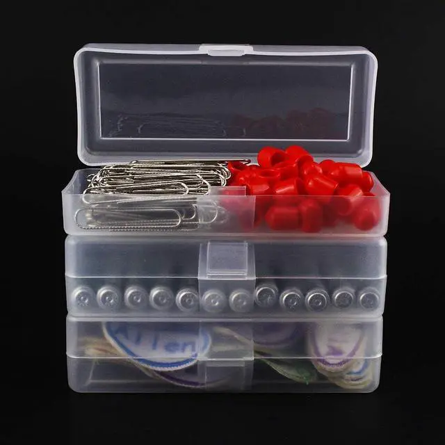 Alt view image 5 of 7 - airgoesin Small Clear Storage Box Container Desktop Organizer with Lid, 4.9 in x 2 in x 1.3 in for Keeping Small Parts, Coints, Screws, Q-Tip, Flossers, Ornaments, 3pcs/pk