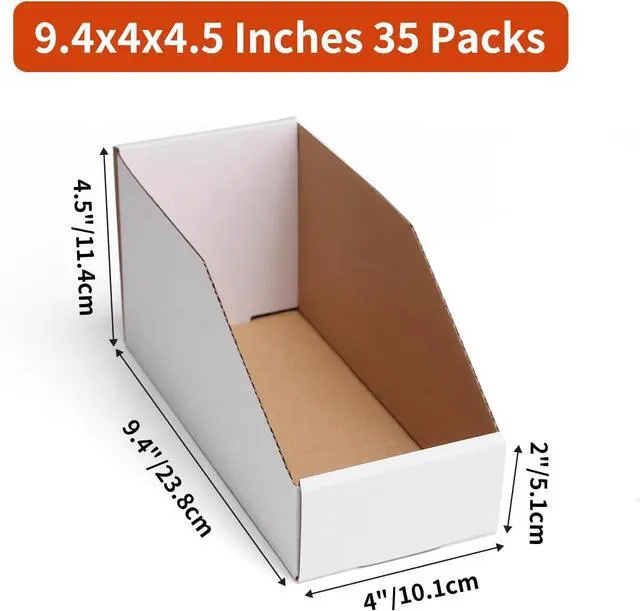 Alt view image 2 of 7 - ZBEIVAN Cardboard Storage Bins Boxes 35 Packs 9.4x4x4.5 Inches, Easy Assembly Pantry Organizer Bins for Shelf, White