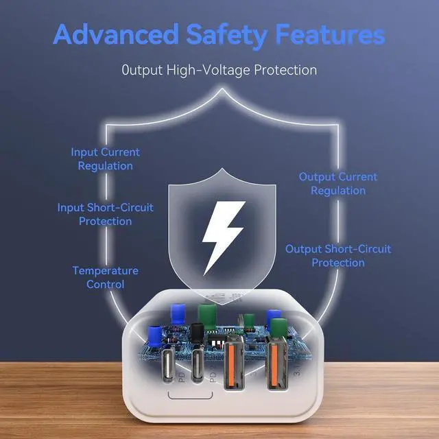 Alt view image 7 of 7 - USB C Wall Fast Charger Block 40W 4-Port Type C Charger Fast Charging Blocks PD Power Charger Adapter+QC 3.0 USB Multiport Charger Brick for iPhone 17/16/15/14/13/12 Pro Max iPad Galaxy S25-2Pack