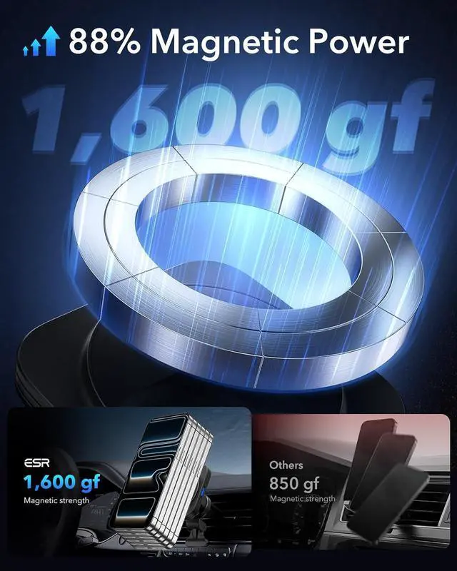 Alt view image 4 of 7 - for MagSafe Car Mount Charger 15W Magnetic Wireless Car Charger for MagSafe Car Charging Air Vent Dashboard Phone Holder Mount for iPhone Air 17 Pro Max 16 15 14 13 12 Galaxy S25 Fast Charging