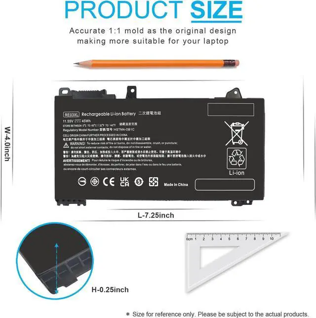 Alt view image 4 of 6 - Emanjor 45Wh RE03XL L32656-002 Laptop Battery for HP ProBook 430 440 445 450 G6 G7 455R 445R 455 G6, ZHAN 66 Pro 14 G2 G3 L32656-005 L32407-AC1 L32407-541 L32407-2B1 HSTNN-OB1C HSTNN-UB7R HSTNN-DB9A