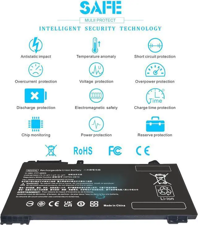 Alt view image 6 of 6 - Emanjor 45Wh RE03XL L32656-002 Laptop Battery for HP ProBook 430 440 445 450 G6 G7 455R 445R 455 G6, ZHAN 66 Pro 14 G2 G3 L32656-005 L32407-AC1 L32407-541 L32407-2B1 HSTNN-OB1C HSTNN-UB7R HSTNN-DB9A