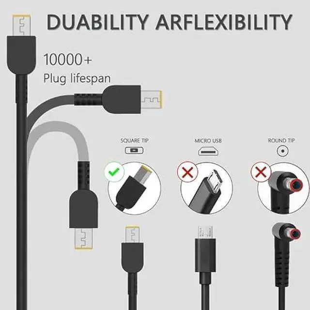 Alt view image 4 of 7 - 135W Laptop Charger Compatible with Lenovo Thinkpad X1 Extreme,Ideapad Gaming Laptop L340,3-15 Also Fit for Yoga 9i and Dock Charger ThinkPad P1 T15p P16v Yoga Slim 7 Pro C940 Y70 Y50 Y40