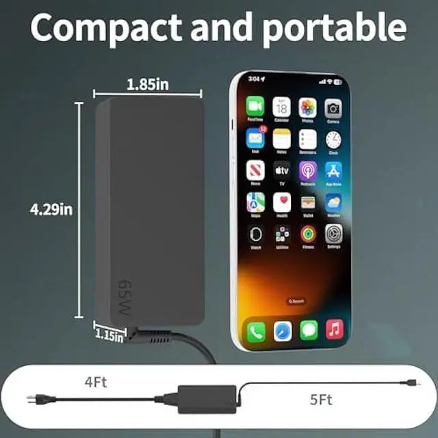 Alt view image 4 of 5 - 65W USB C Type C AC Charger Compatible with Lenovo ThinkPad X1 t480 T480S P43s P51s P52s P53s/P14s P15s P16s Yoga Chromebook ThinkBook Series ADLX65YLC3D Laptop Power Adapter