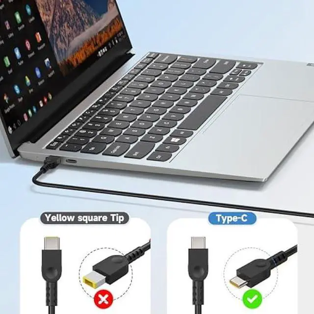 Alt view image 4 of 6 - Slim 65W USB-C Laptop Charger Compatible with Lenovo ThinkPad X1 Z13 X13 L14 E14 C14 P14S E15 P15S E15 P16S ThinkBook 13s 14G3 14G4 ldeaPad 5 5i Slim1 3 3iYoga 7 Slim 7por Type-c AC Adapters