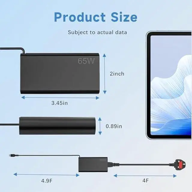 Alt view image 3 of 6 - Slim 65W USB-C Laptop Charger Compatible with Lenovo ThinkPad X1 Z13 X13 L14 E14 C14 P14S E15 P15S E15 P16S ThinkBook 13s 14G3 14G4 ldeaPad 5 5i Slim1 3 3iYoga 7 Slim 7por Type-c AC Adapters